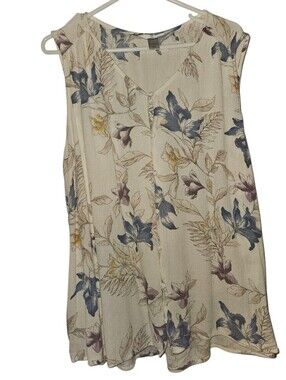 3X CJ Banks Sleeveless Floral Blouse